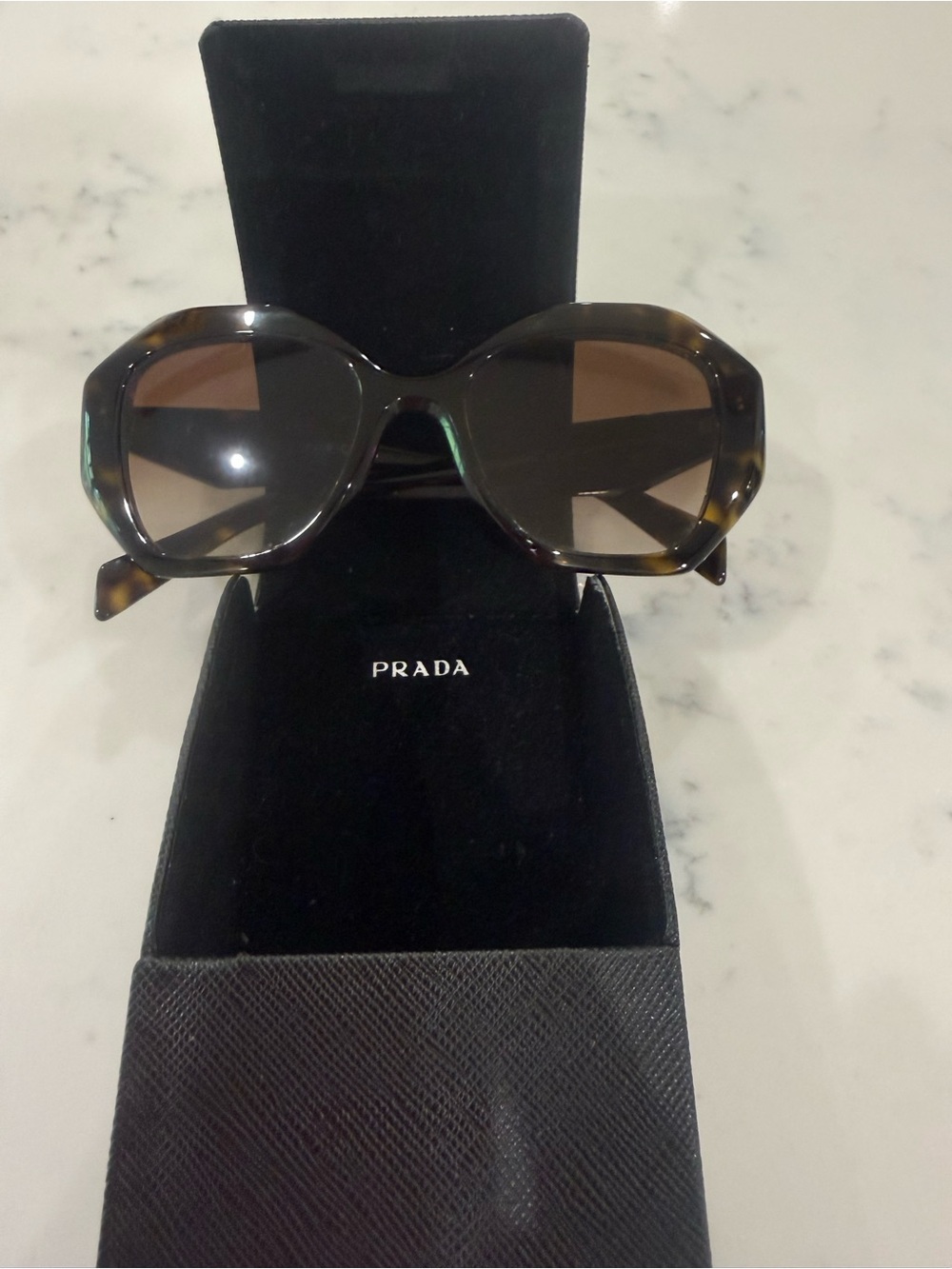 Prada Tortoiseshell Oversized Sunglasses with Brown Lenses